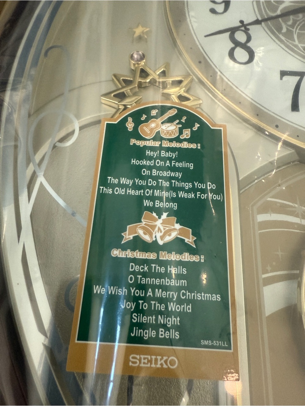 Seiko Brown, Cream and Gold Musical Motion Wall Clock - Picture 5 of 11